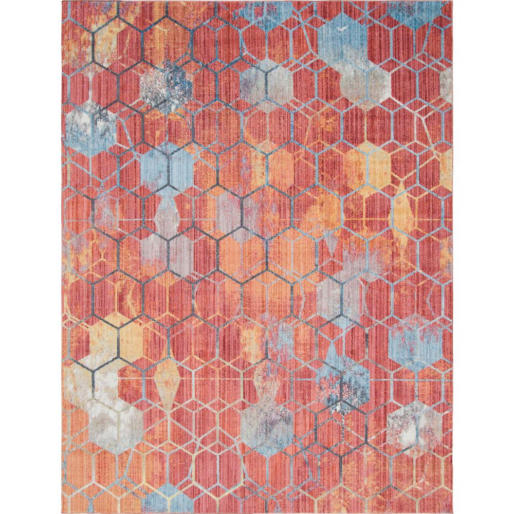 Rainbow Honeycomb Rug, Red (10' 0 x 13' 0). Picture 1