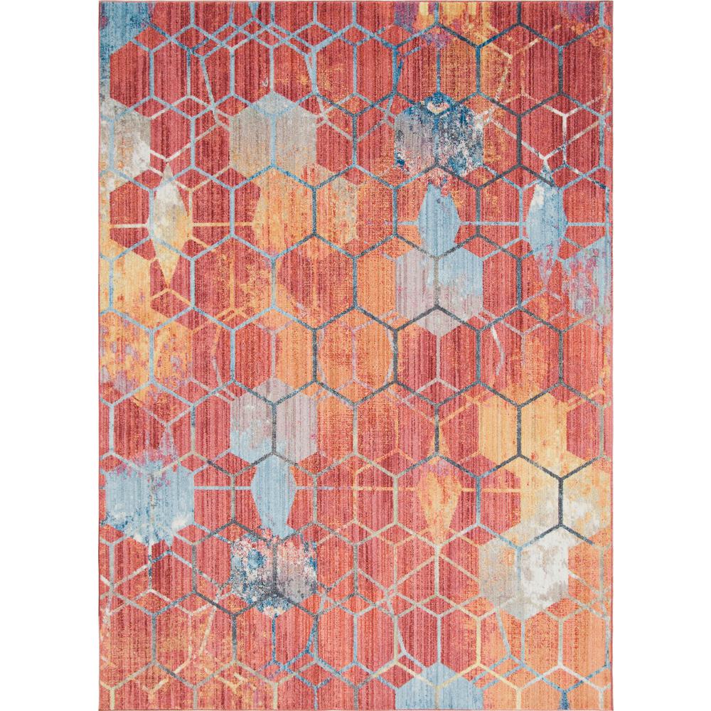 Rainbow Honeycomb Rug, Red (8' 0 x 11' 0). Picture 1