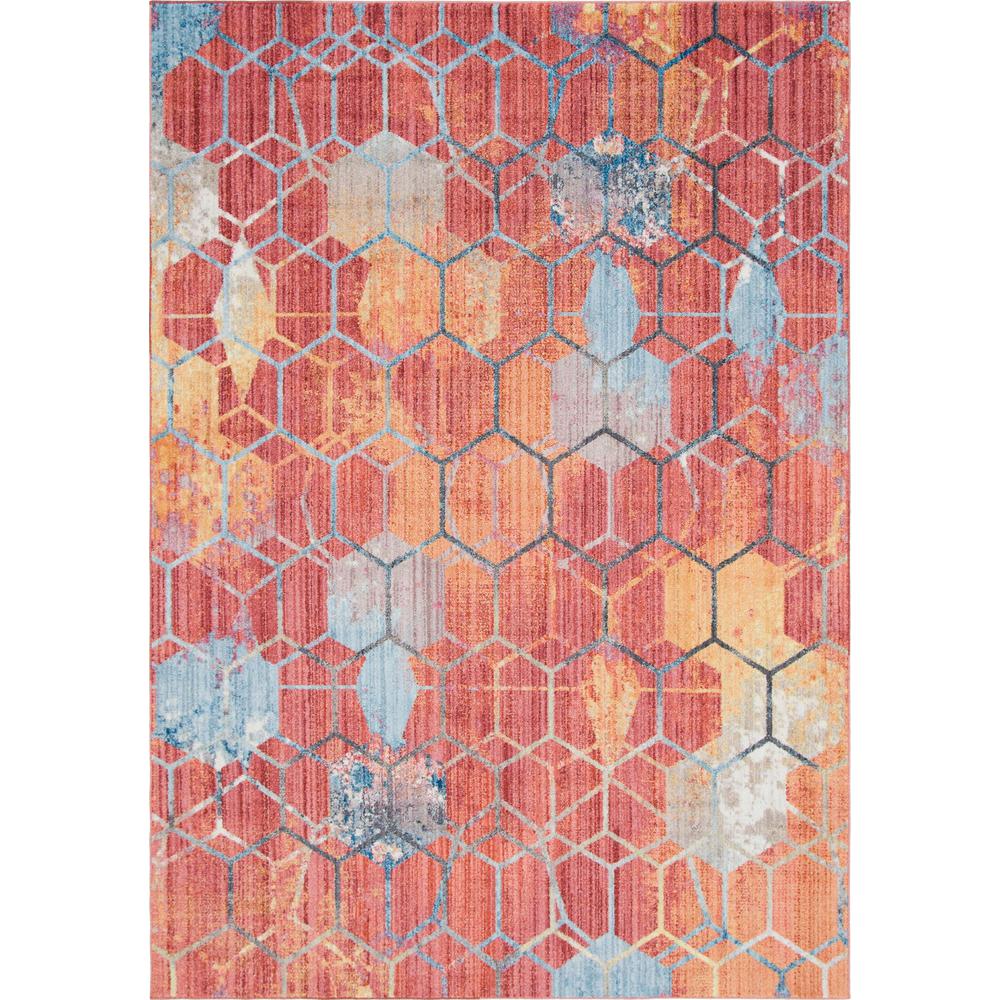Rainbow Honeycomb Rug, Red (7' 0 x 10' 0). Picture 1