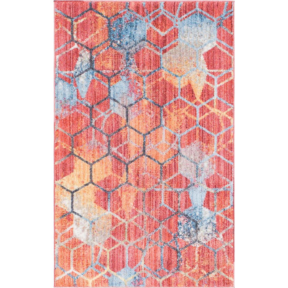 Rainbow Honeycomb Rug, Red (3' 3 x 5' 3). Picture 1