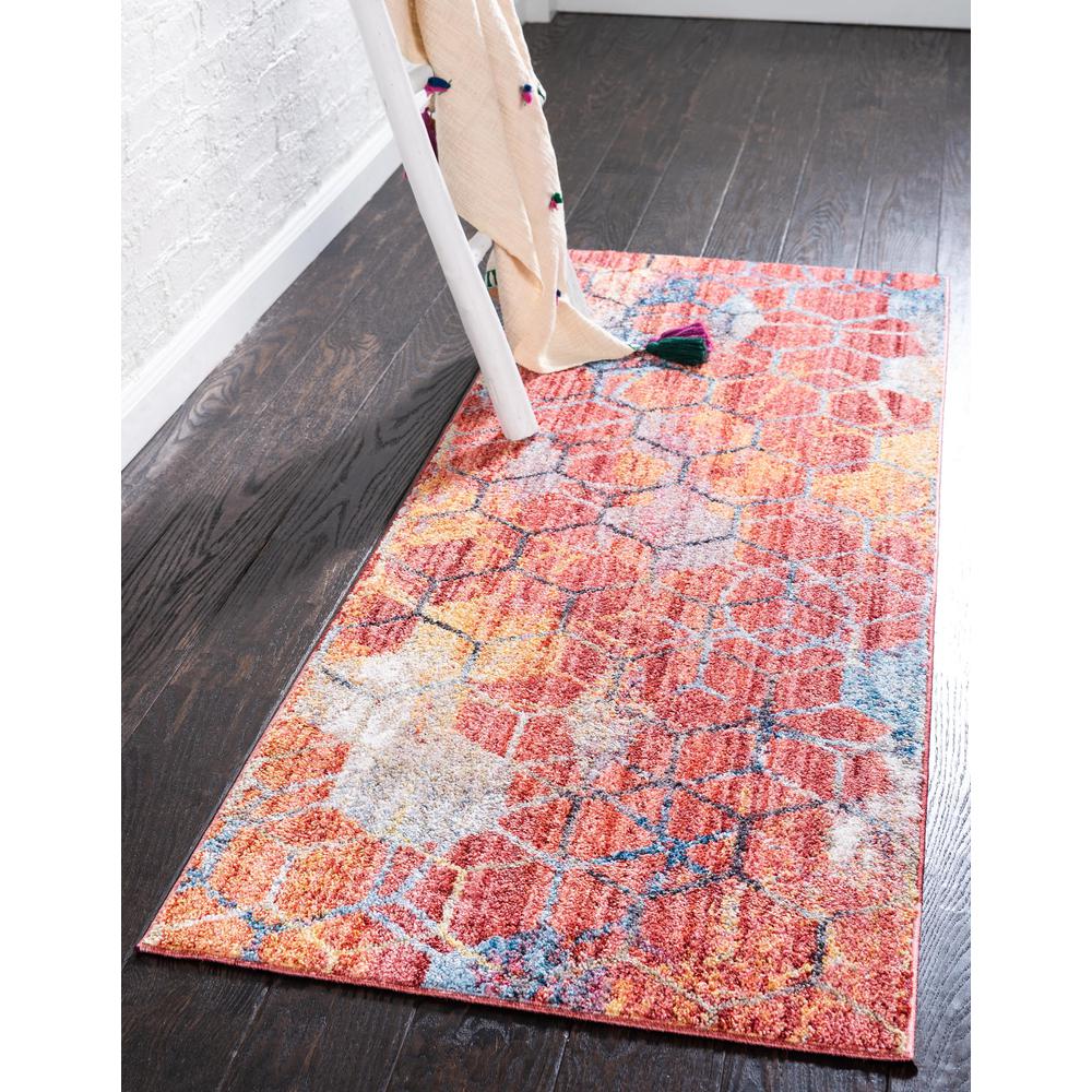 Rainbow Honeycomb Rug, Red (2' 0 x 6' 0). Picture 2