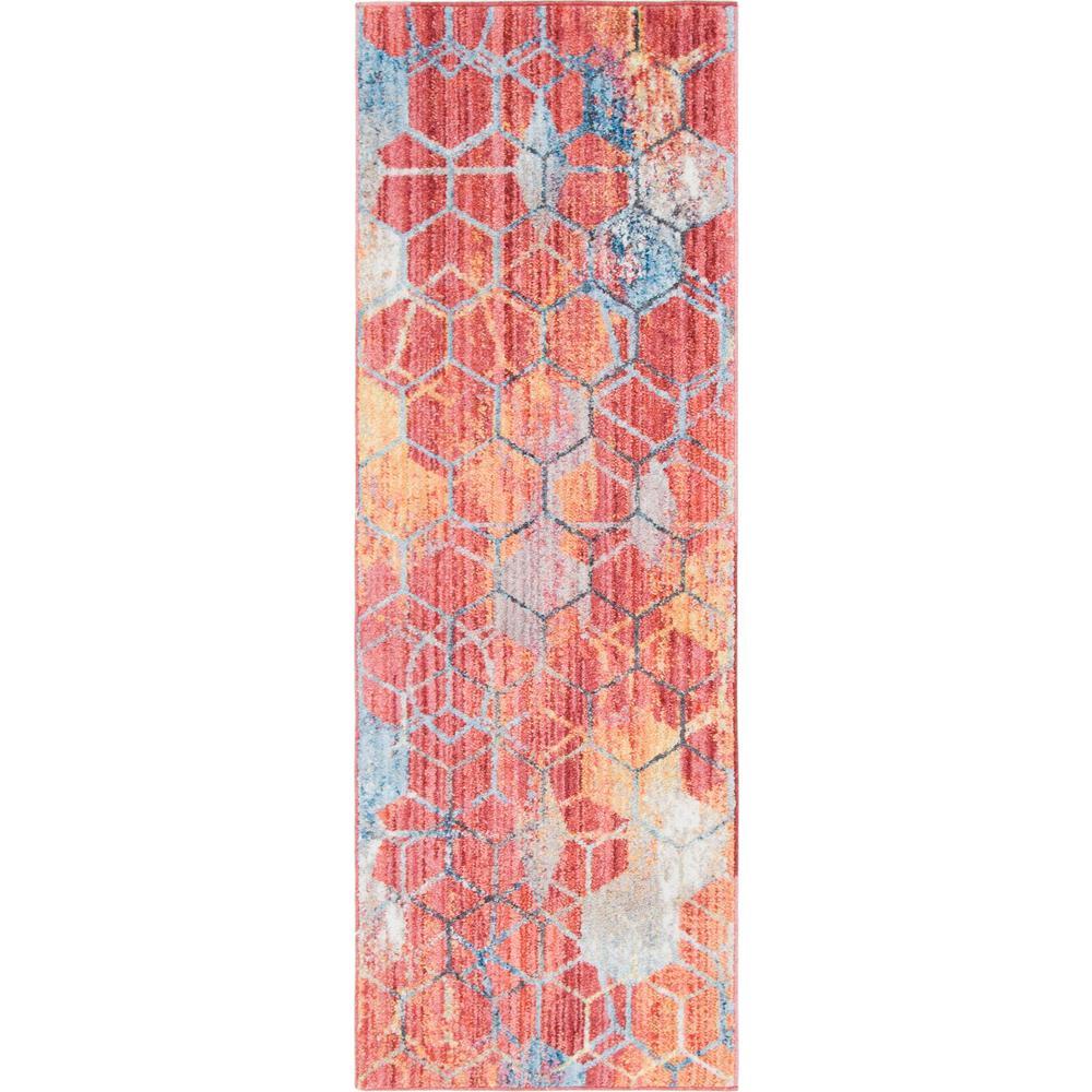 Rainbow Honeycomb Rug, Red (2' 0 x 6' 0). Picture 1