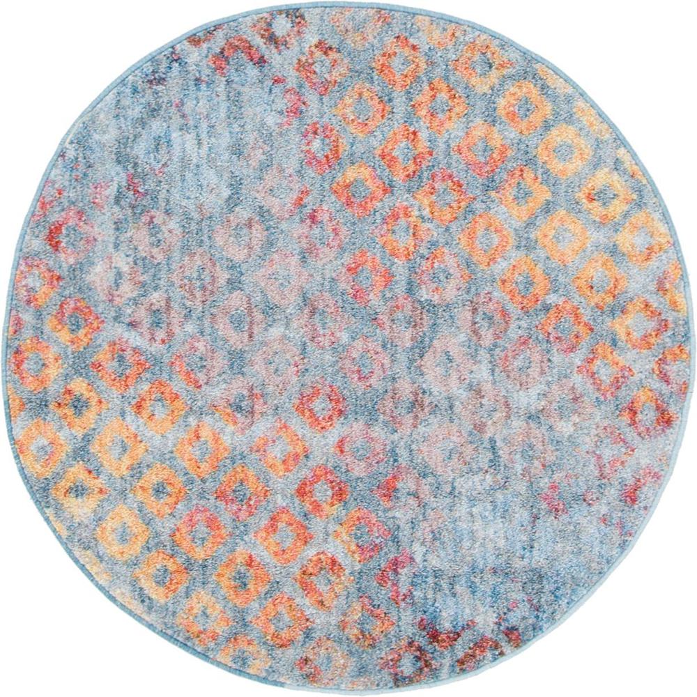 Rainbow Spectral Rug, Blue (3' 3 x 3' 3). Picture 1