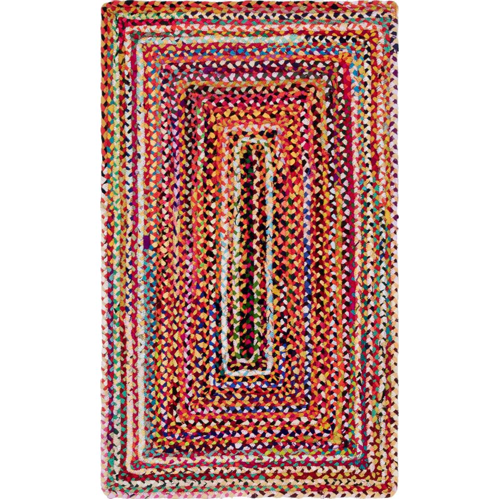 Braided Chindi Rug, Multi (3' 3 x 5' 0). Picture 1