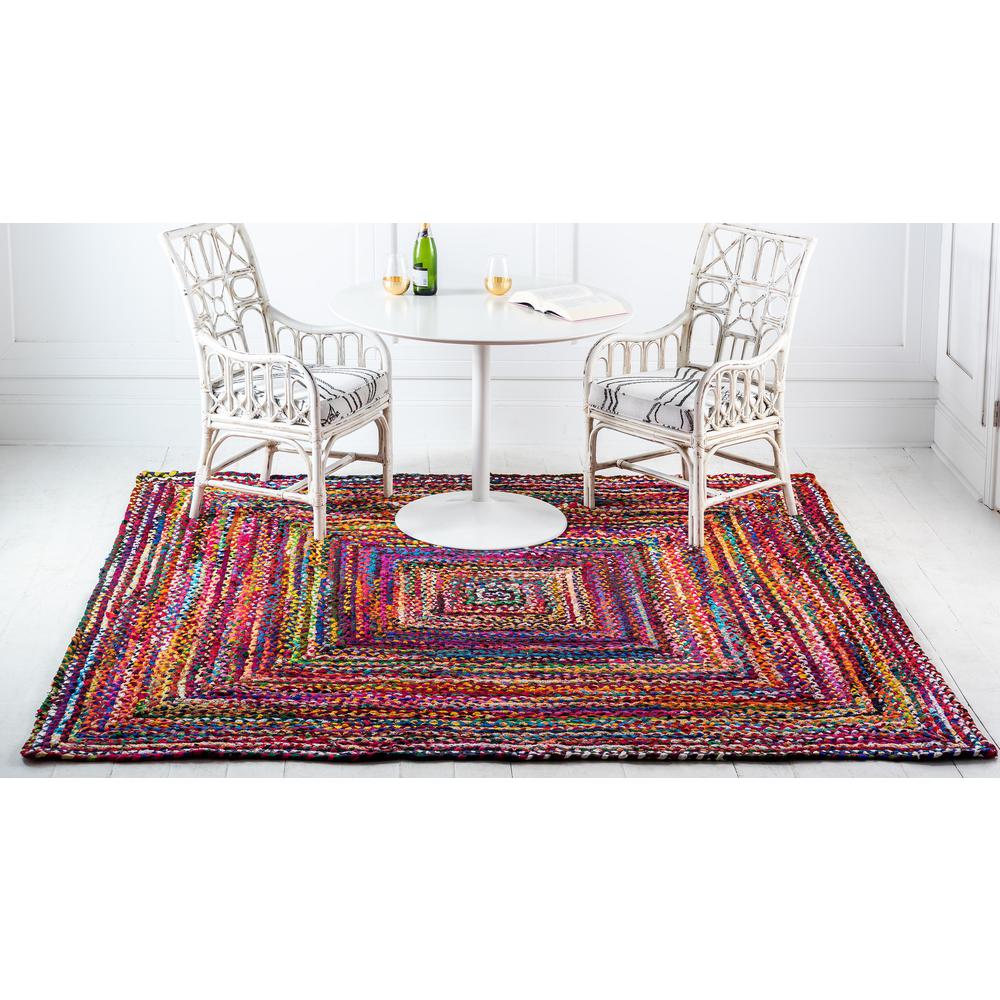 Braided Chindi Rug, Multi (8' 0 x 8' 0). Picture 4