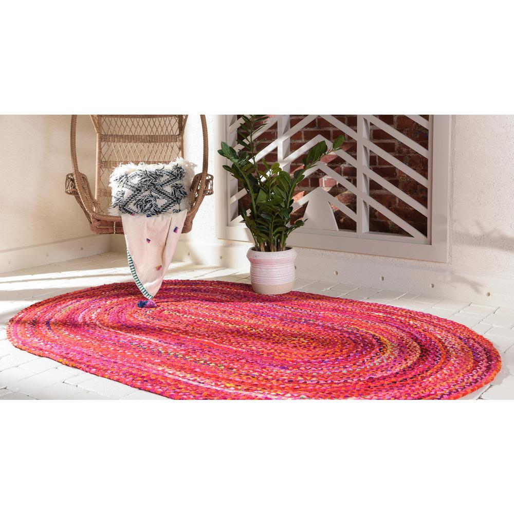 Braided Chindi Rug, Red (8' 0 x 10' 0). Picture 3