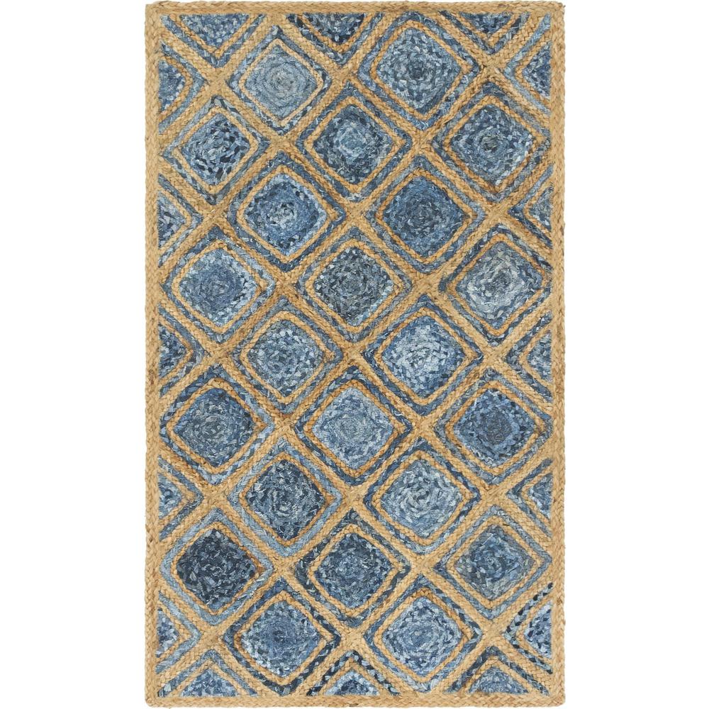 Bengal Braided Jute Rug, Blue (3' 3 x 5' 0). Picture 1
