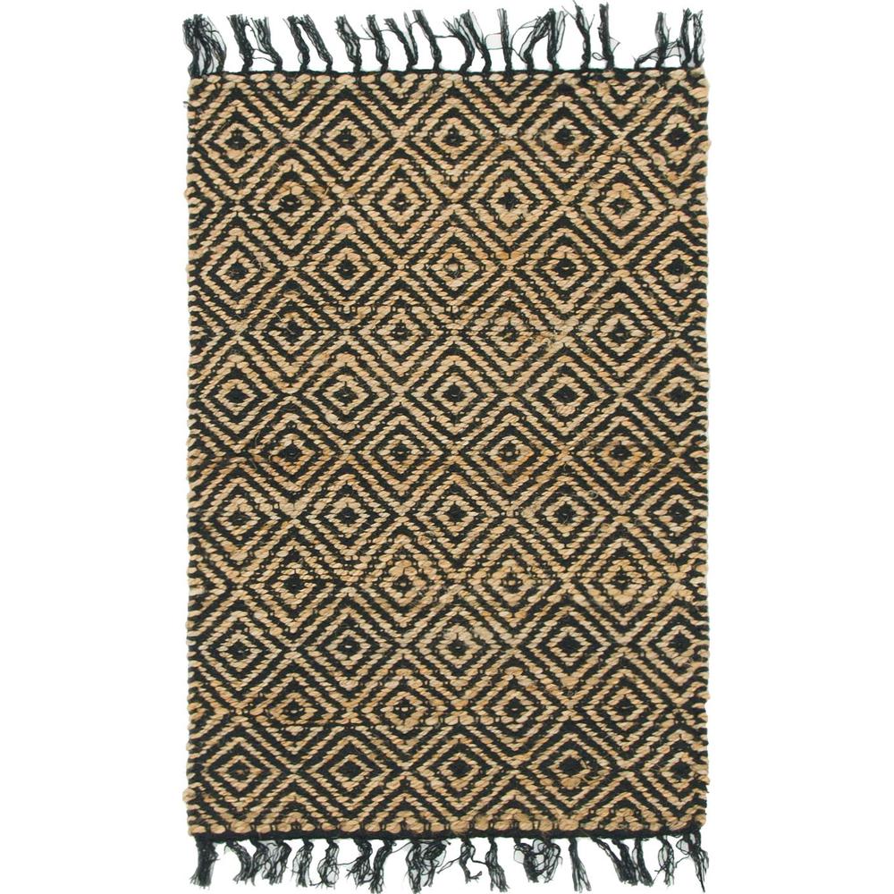 Assam Braided Jute Rug, Natural/Black (2' 0 x 3' 0). Picture 1