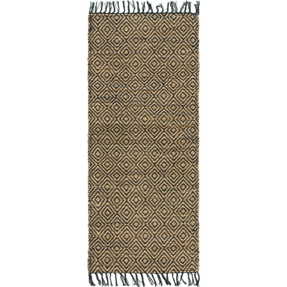 Assam Braided Jute Rug, Natural/Black (2' 6 x 6' 0). Picture 1