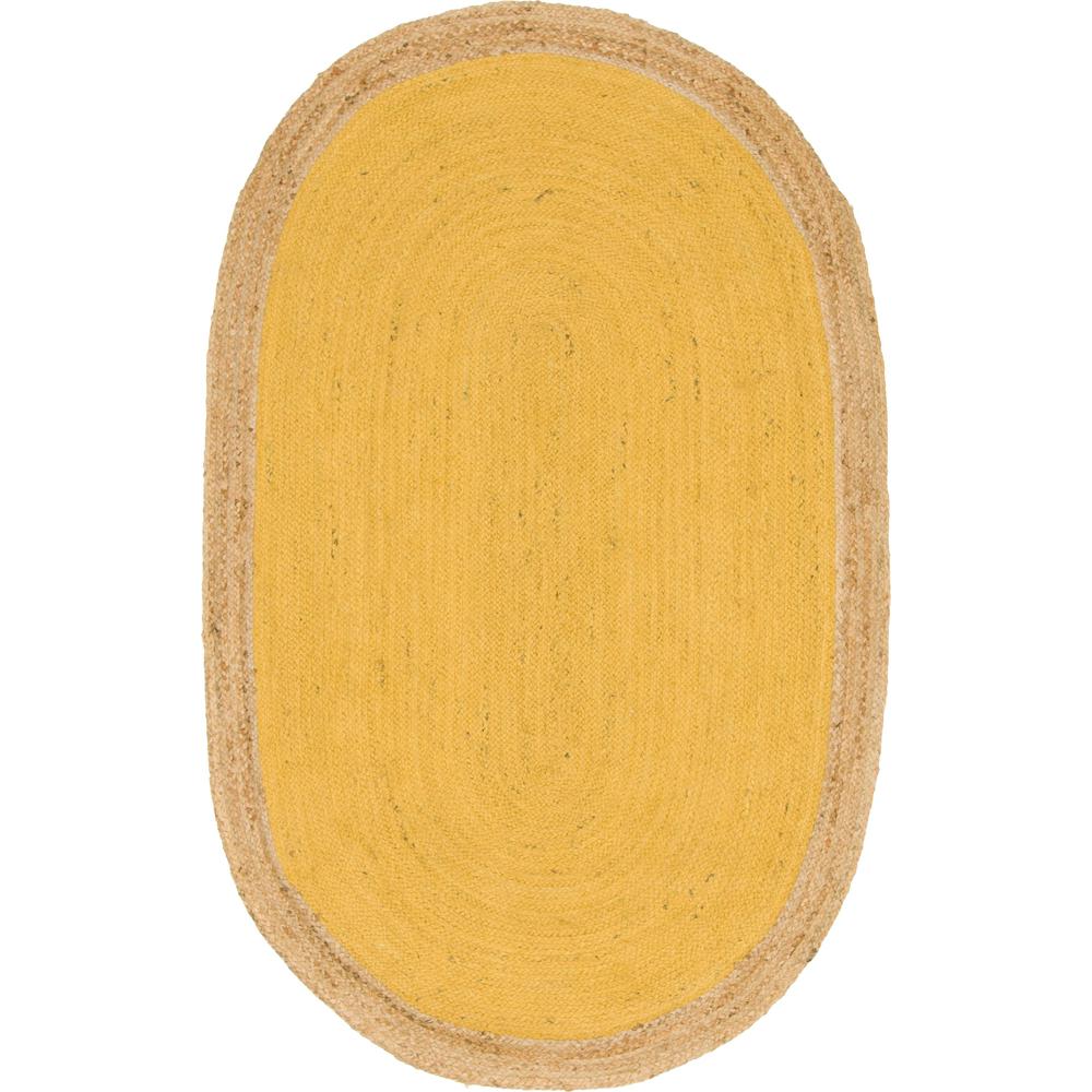 Goa Braided Jute Rug, Yellow (5' 0 x 8' 0). Picture 1