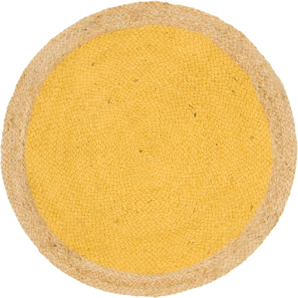 Goa Braided Jute Rug, Yellow (3' 3 x 3' 3). Picture 1