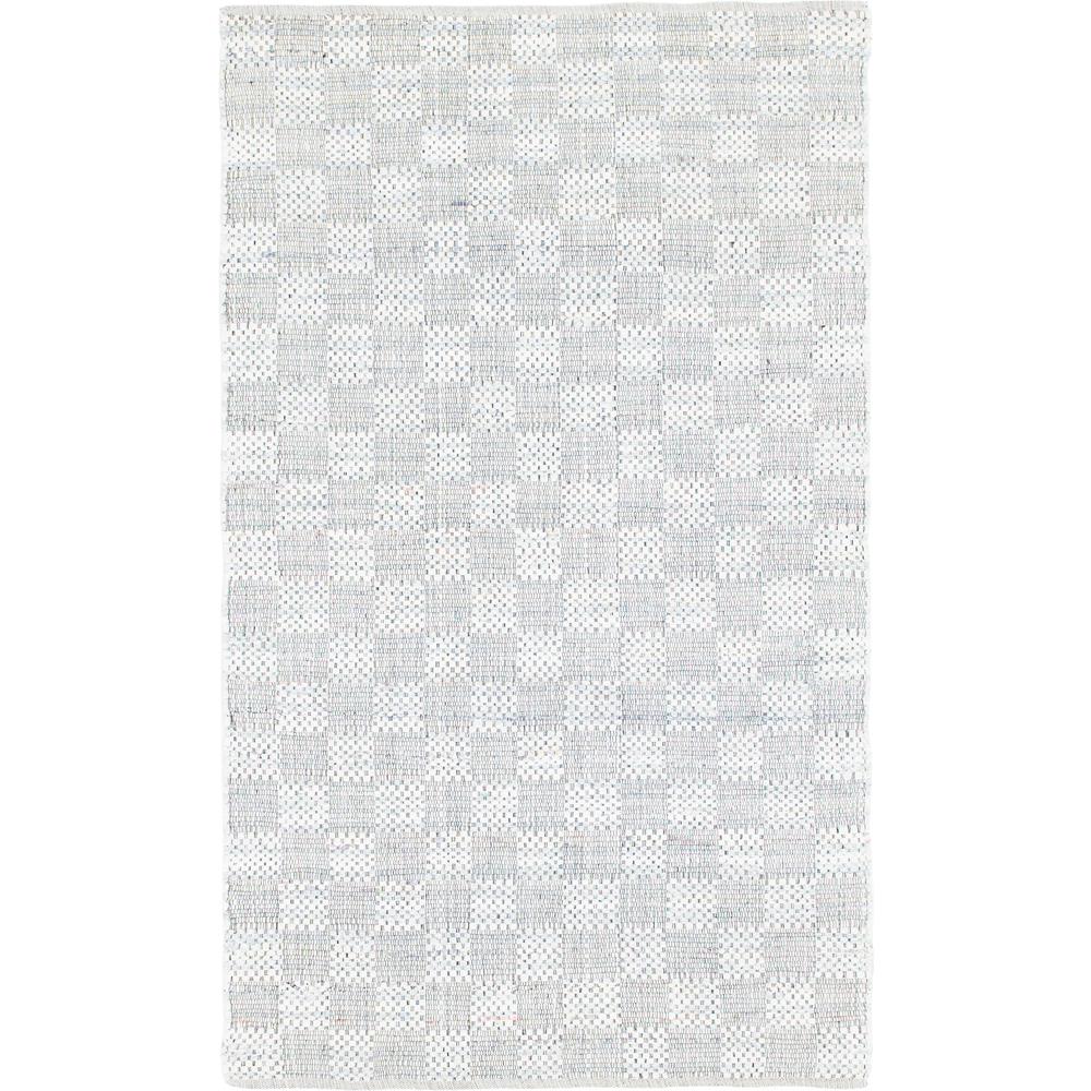 Checkered Chindi Cotton Rug, Ivory (5' 0 x 8' 0). Picture 1