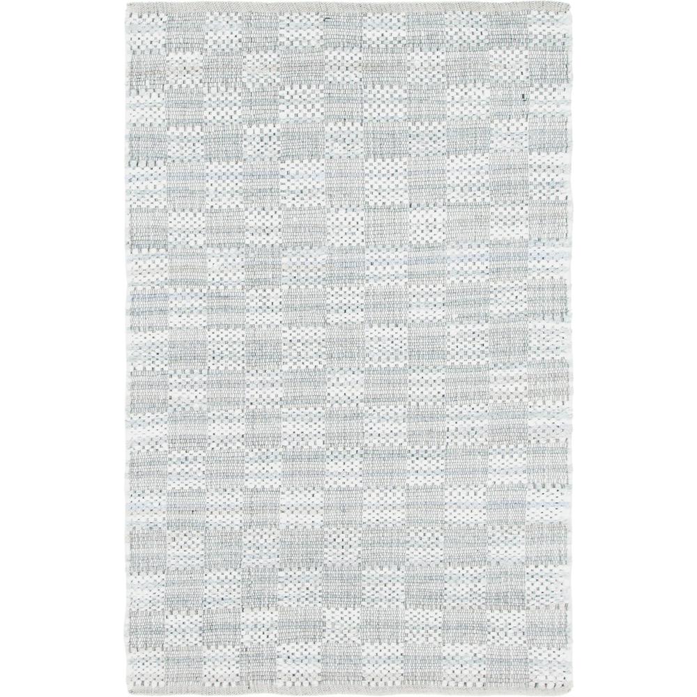 Checkered Chindi Cotton Rug, Ivory (4' 0 x 6' 0). Picture 1