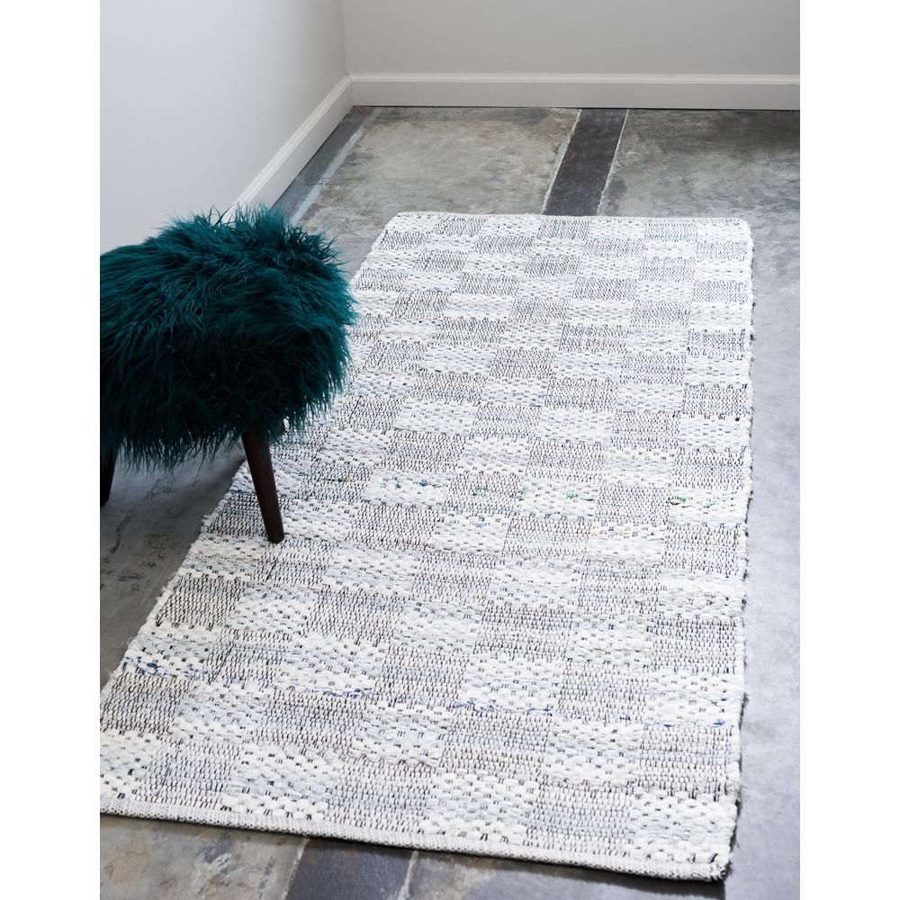 Checkered Chindi Cotton Rug, Ivory (2' 6 x 6' 0). Picture 2