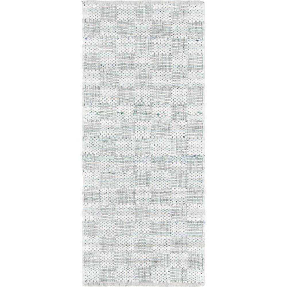 Checkered Chindi Cotton Rug, Ivory (2' 6 x 6' 0). Picture 1