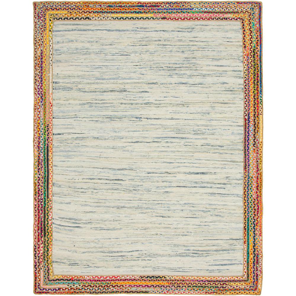 Striped Chindi Jute Rug, Ivory (8' 0 x 10' 0). Picture 1