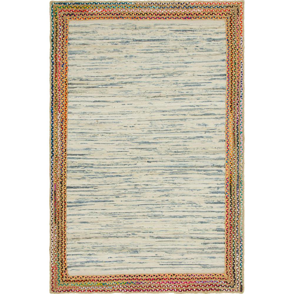 Striped Chindi Jute Rug, Ivory (6' 0 x 9' 0). Picture 1