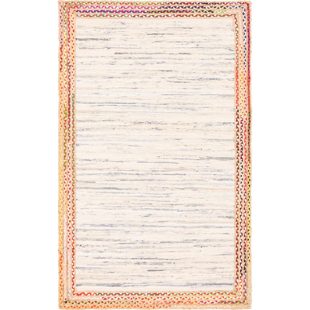 Striped Chindi Jute Rug, Ivory (5' 0 x 8' 0). Picture 1