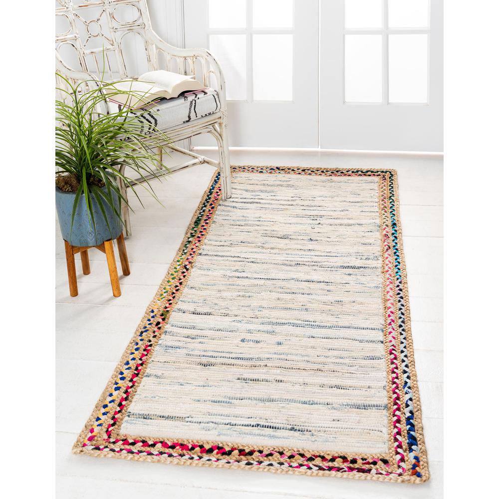 Striped Chindi Jute Rug, Ivory (2' 6 x 6' 0). Picture 2