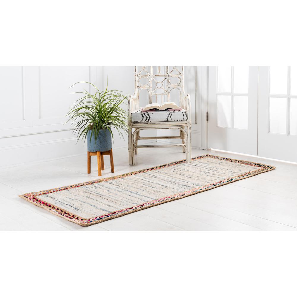 Striped Chindi Jute Rug, Ivory (2' 6 x 6' 0). Picture 3