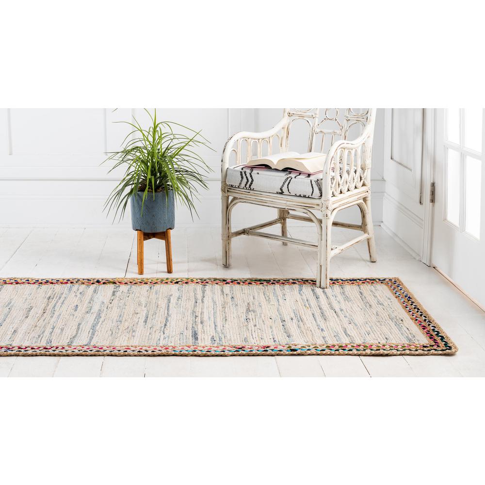 Striped Chindi Jute Rug, Ivory (2' 6 x 6' 0). Picture 4