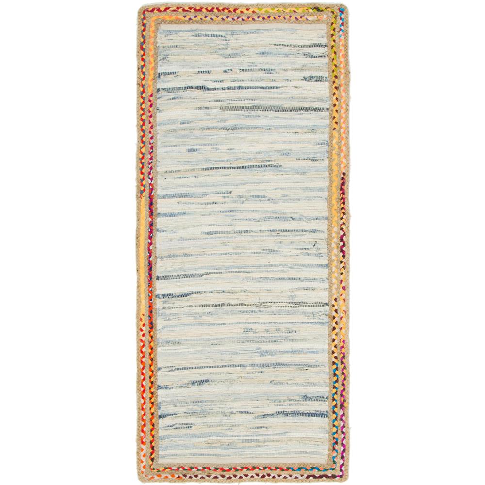Striped Chindi Jute Rug, Ivory (2' 6 x 6' 0). Picture 1