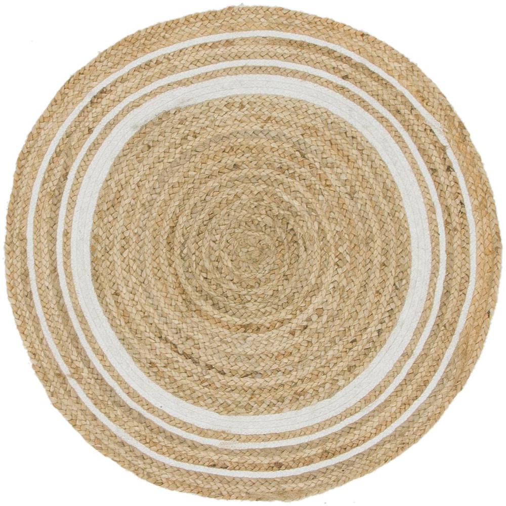 Gujarat Braided Jute Rug, Natural/Ivory (3' 3 x 3' 3). Picture 1