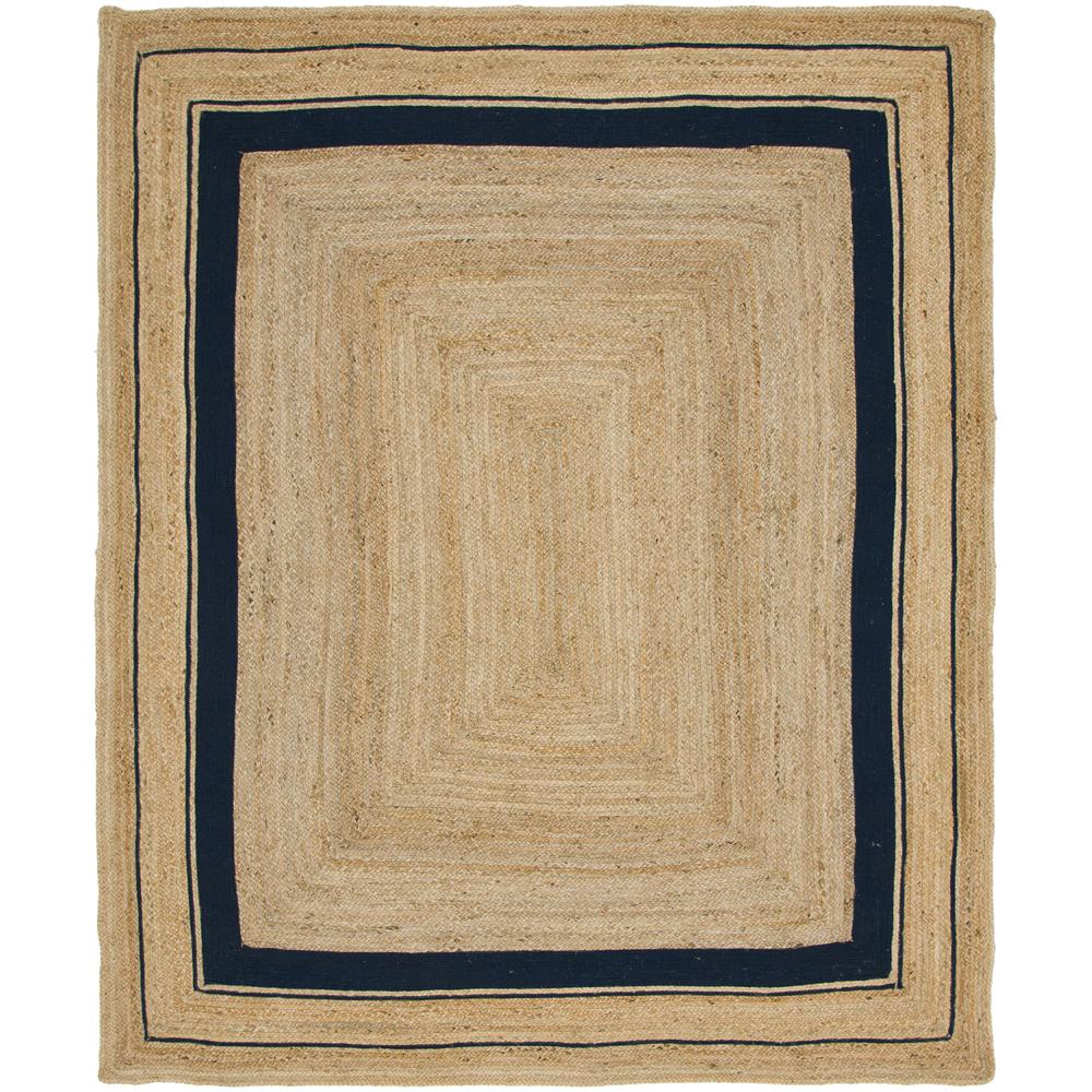 Gujarat Braided Jute Rug, Natural/Navy Blue (8' 0 x 10' 0). Picture 1