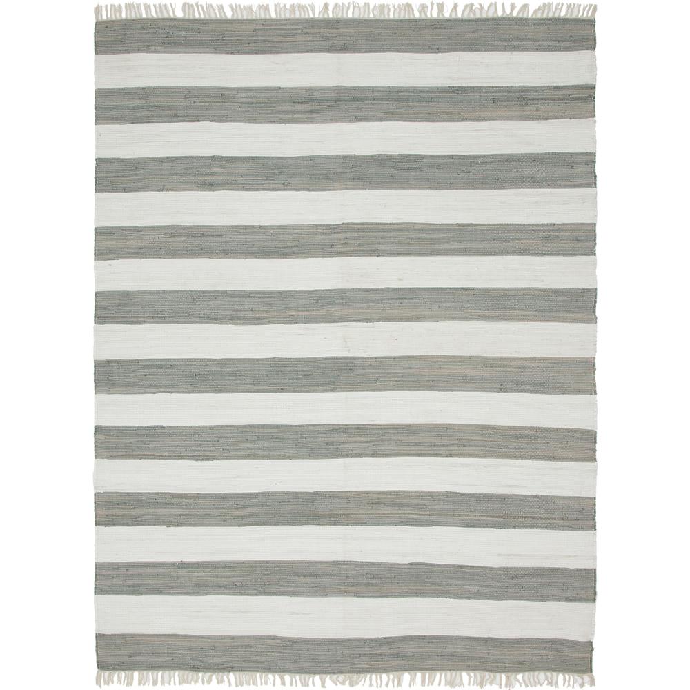 Striped Chindi Rag Rug, Gray (9' 0 x 12' 0). Picture 1