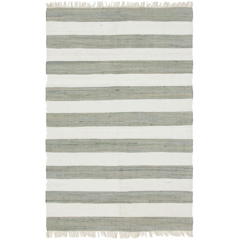 Striped Chindi Rag Rug, Gray (6' 0 x 9' 0). Picture 1