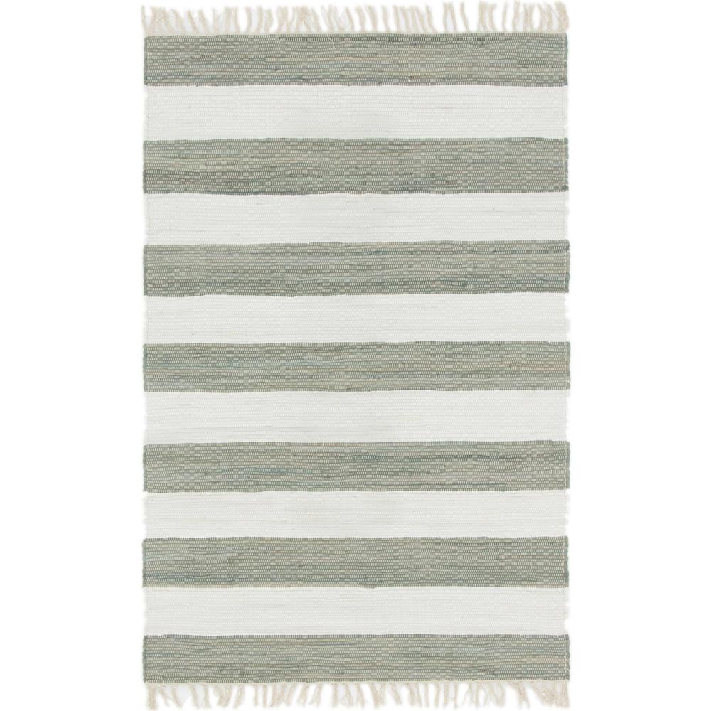 Striped Chindi Rag Rug, Gray (4' 0 x 6' 0). Picture 1