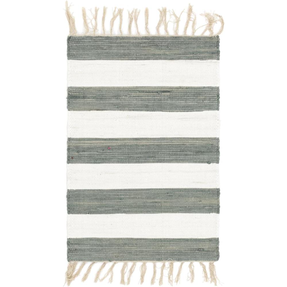 Striped Chindi Rag Rug, Gray (2' 0 x 3' 0). Picture 1