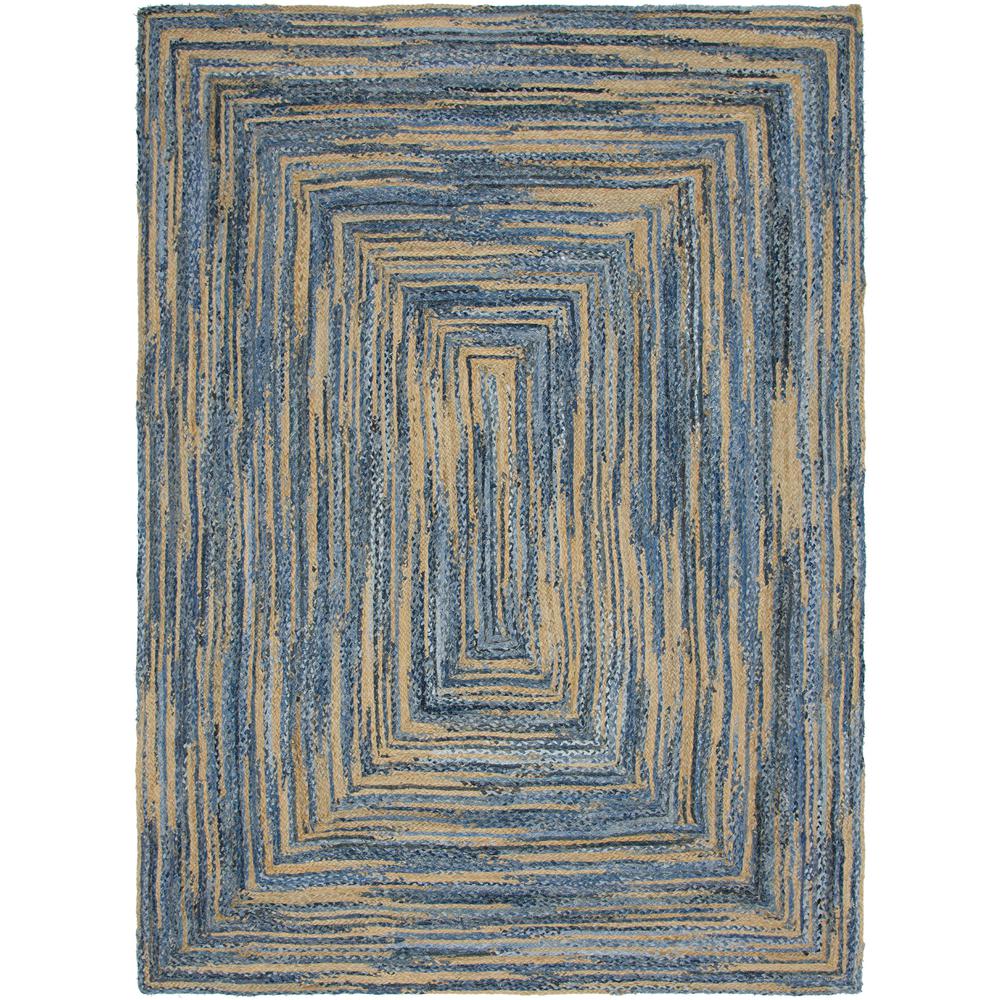 Braided Chindi Rug, Blue/Natural (9' 0 x 12' 0). Picture 1