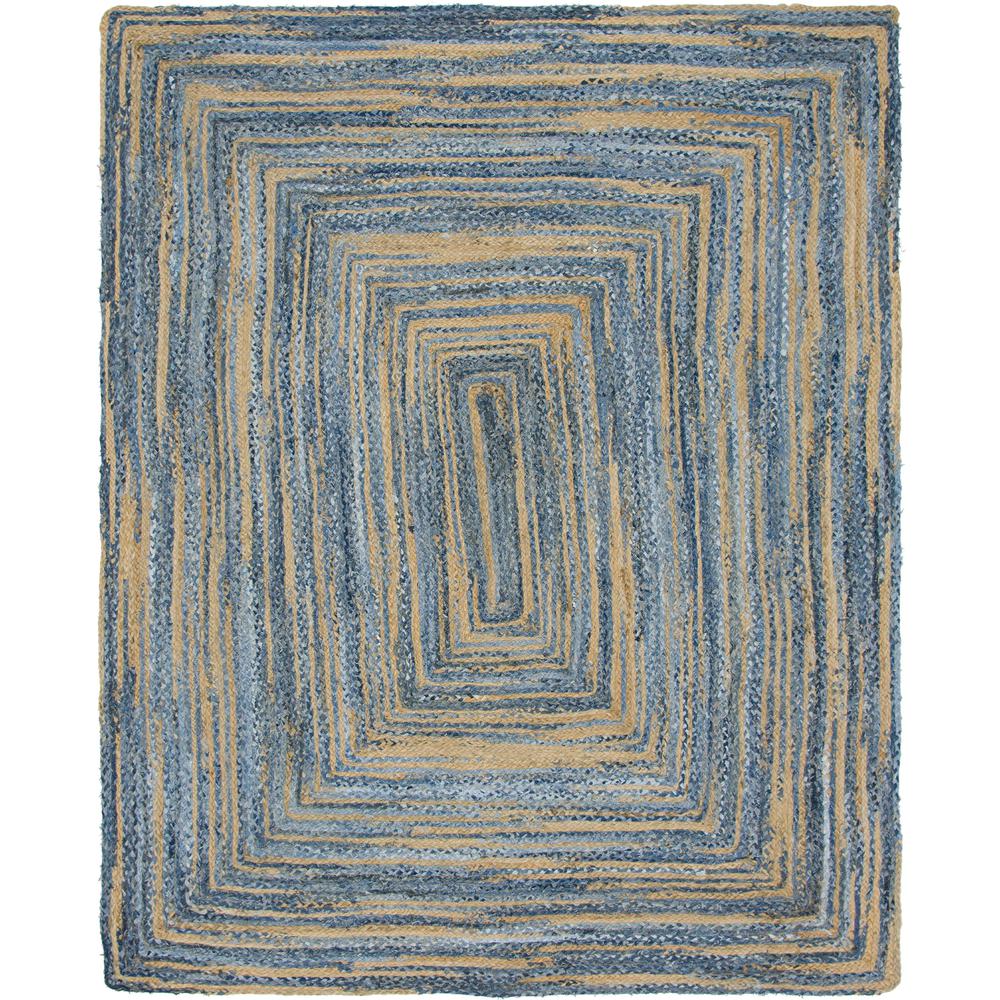 Braided Chindi Rug, Blue/Natural (8' 0 x 10' 0). Picture 1