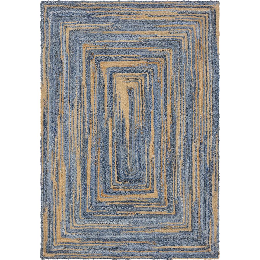 Braided Chindi Rug, Blue/Natural (6' 0 x 9' 0). Picture 1
