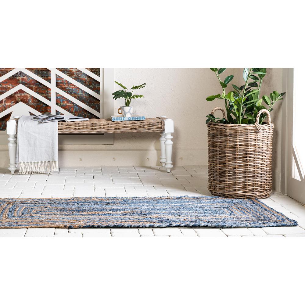 Braided Chindi Rug, Blue/Natural (2' 6 x 6' 0). Picture 4