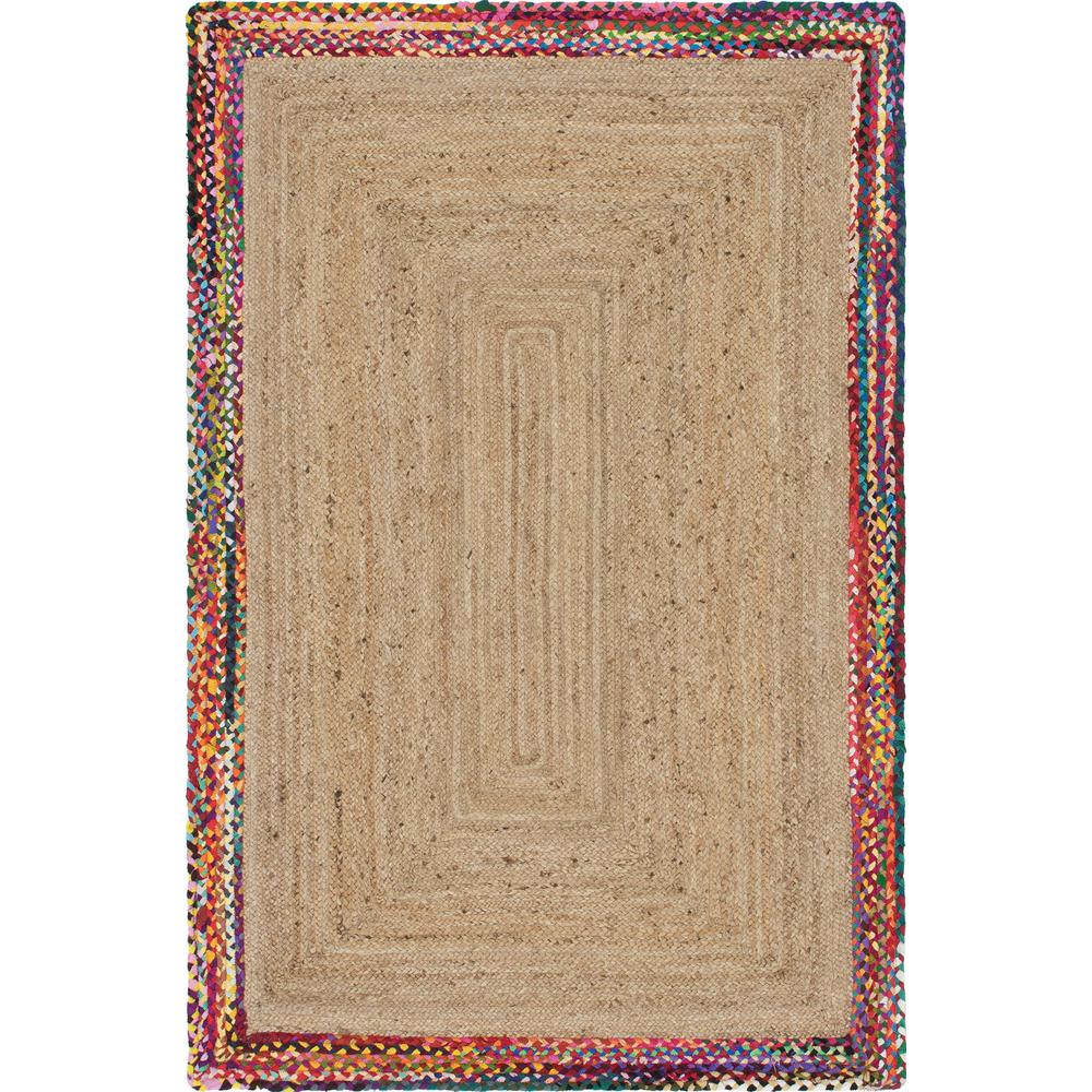 Manipur Braided Jute Rug, Natural (5' 0 x 8' 0). Picture 1