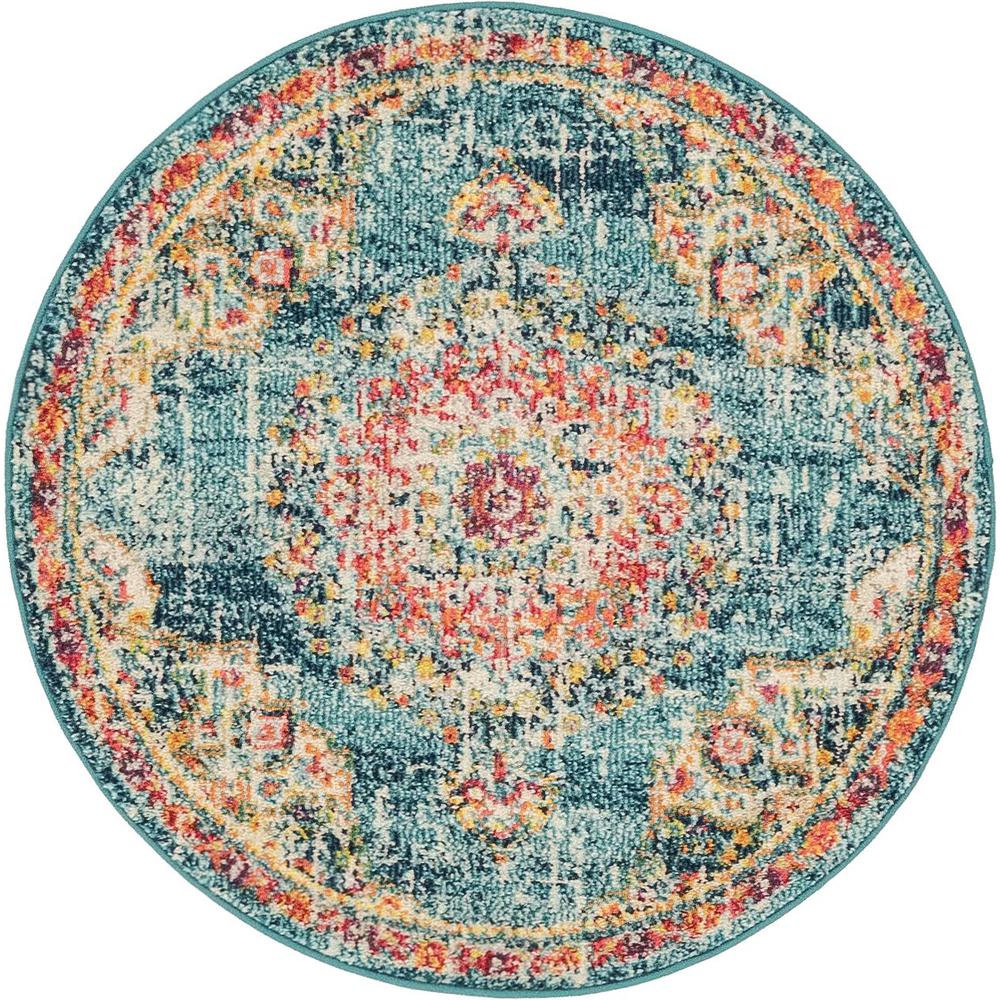 Alexis Penrose Rug, Turquoise (3' 3 x 3' 3). Picture 1