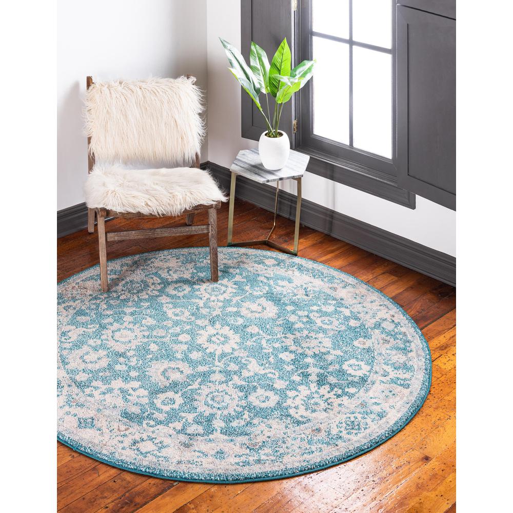 Krystle Penrose Rug, Turquoise (6' 0 x 6' 0). Picture 2