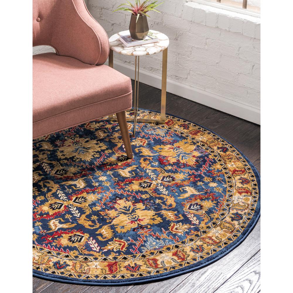 Diplomat District Rug, Blue (5' 0 x 5' 0). Picture 2