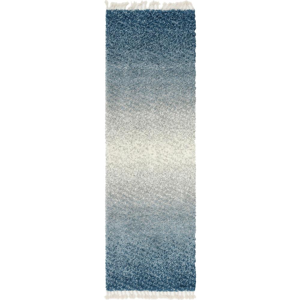 Gradient Hygge Shag Rug, Blue (2' 7 x 8' 2). Picture 1