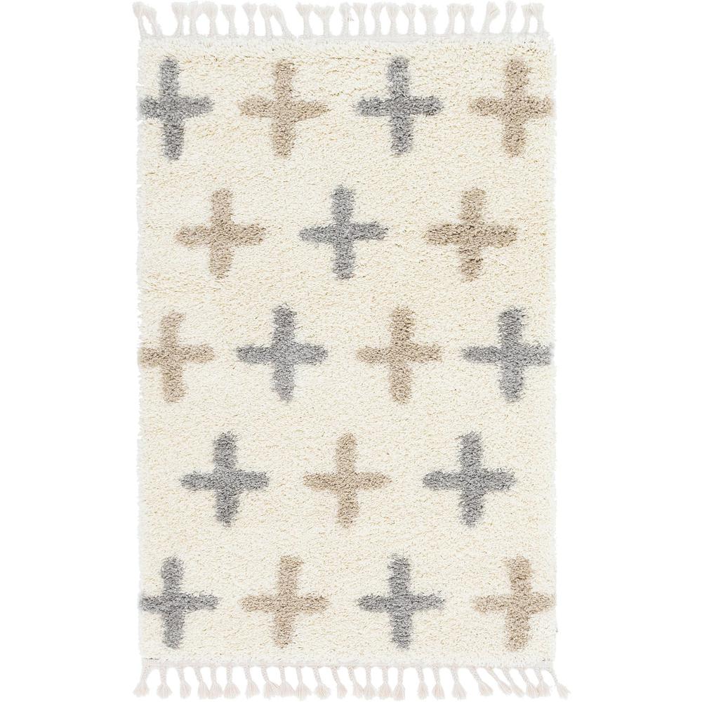 Positive Hygge Shag Rug, Ivory (4' 0 x 6' 0). Picture 1