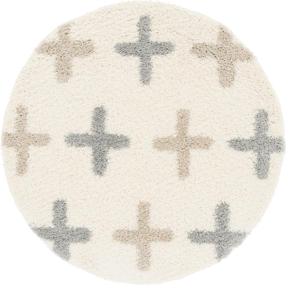 Positive Hygge Shag Rug, Ivory (5' 0 x 5' 0). Picture 1