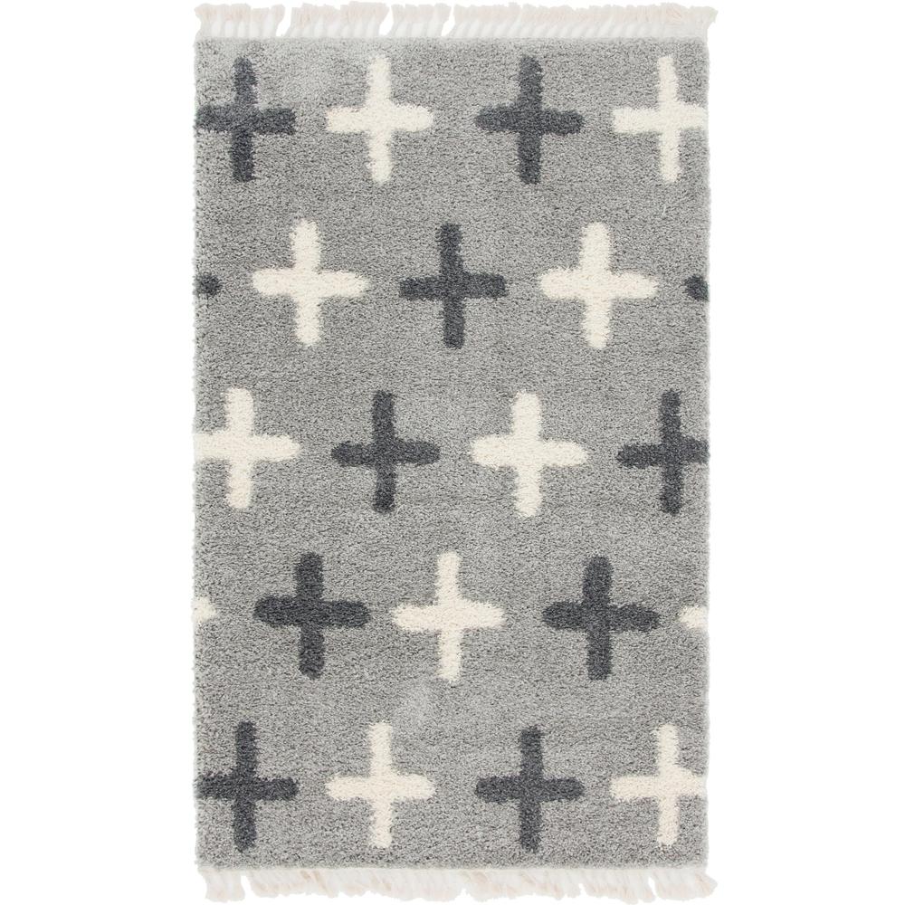 Positive Hygge Shag Rug, Light Gray (5' 0 x 8' 0). Picture 1