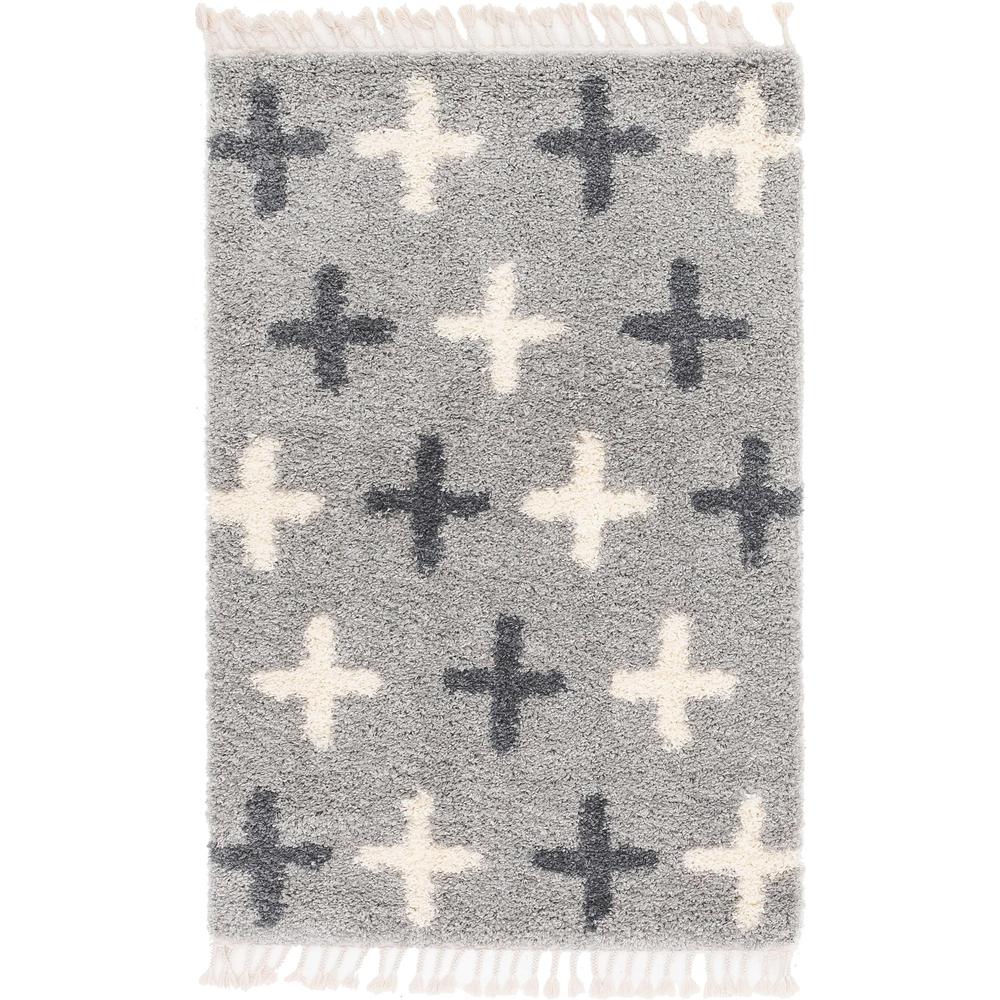Positive Hygge Shag Rug, Light Gray (4' 0 x 6' 0). Picture 1