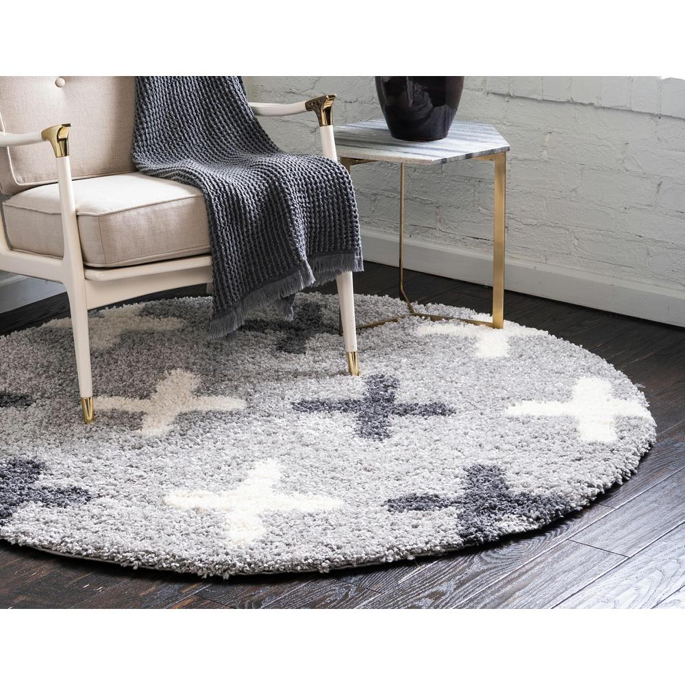 Positive Hygge Shag Rug, Light Gray (5' 0 x 5' 0). Picture 3