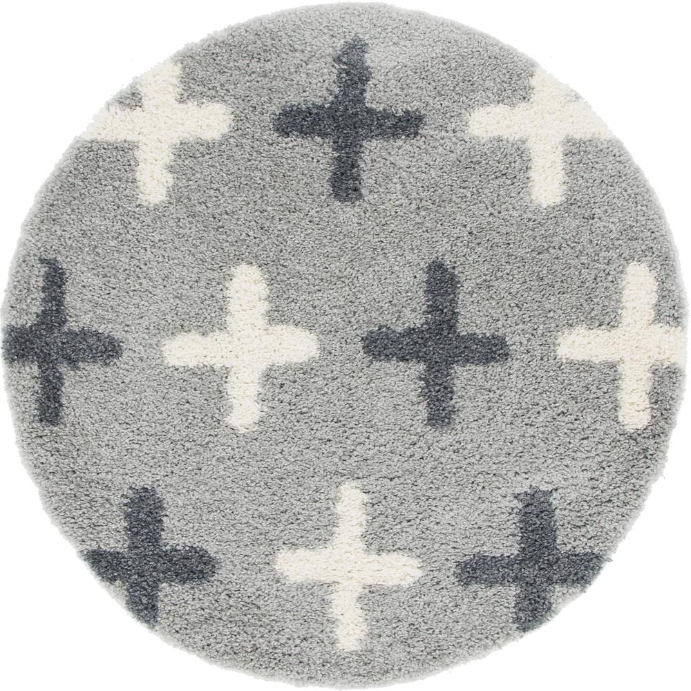 Positive Hygge Shag Rug, Light Gray (5' 0 x 5' 0). Picture 1