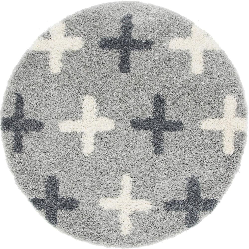Positive Hygge Shag Rug, Light Gray (3' 3 x 3' 3). Picture 1