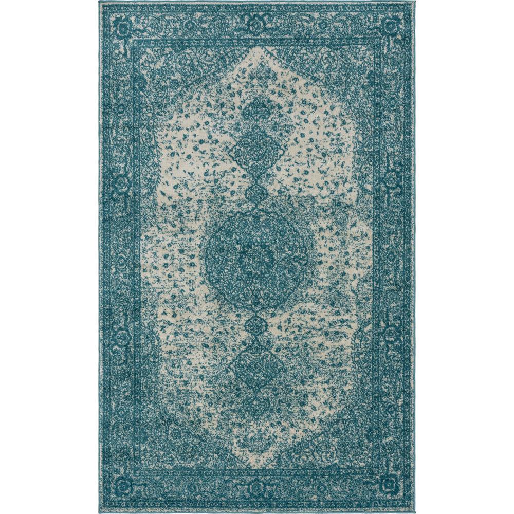 Midnight Bromley Rug, Turquoise (5' 0 x 8' 0). Picture 1