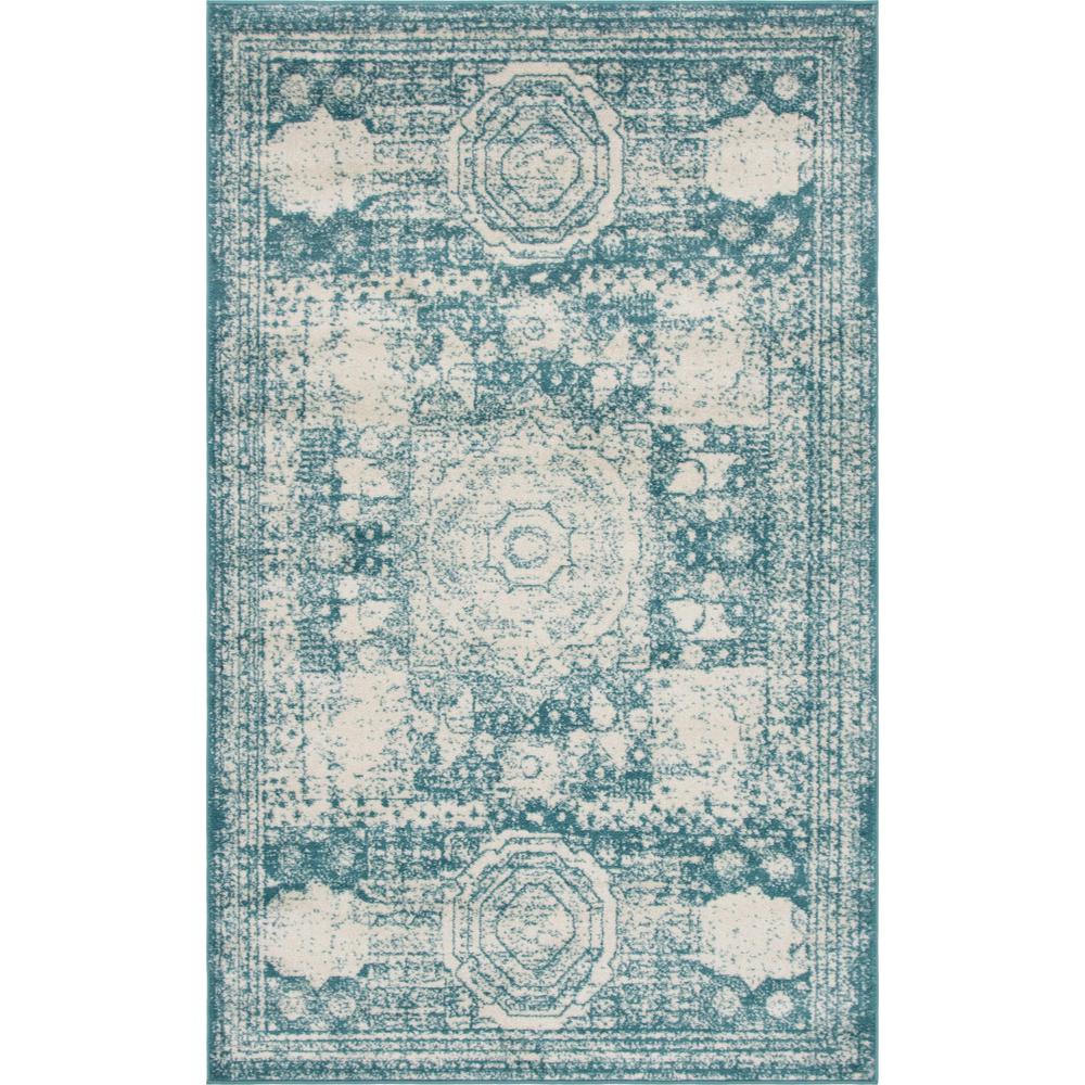 Wells Bromley Rug, Turquoise (5' 0 x 8' 0). Picture 1